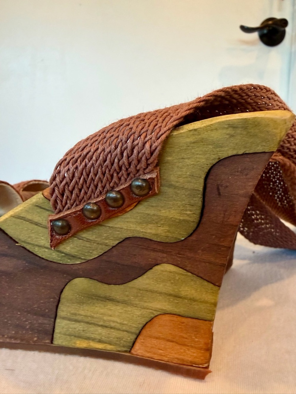 Paloma Barceló Jigsaw Wooden Wedge, Rope&Leather laces, rivets, 36, EUC - Picture 5 of 12